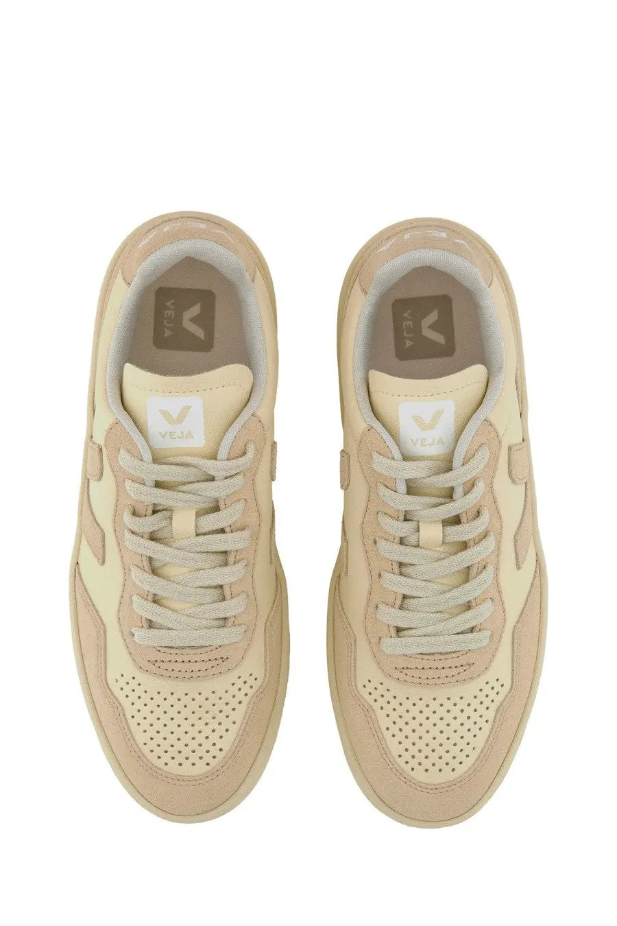Beige Veja women’s sneaker white with sleek minimalist design and perforated toe panels with matching laces