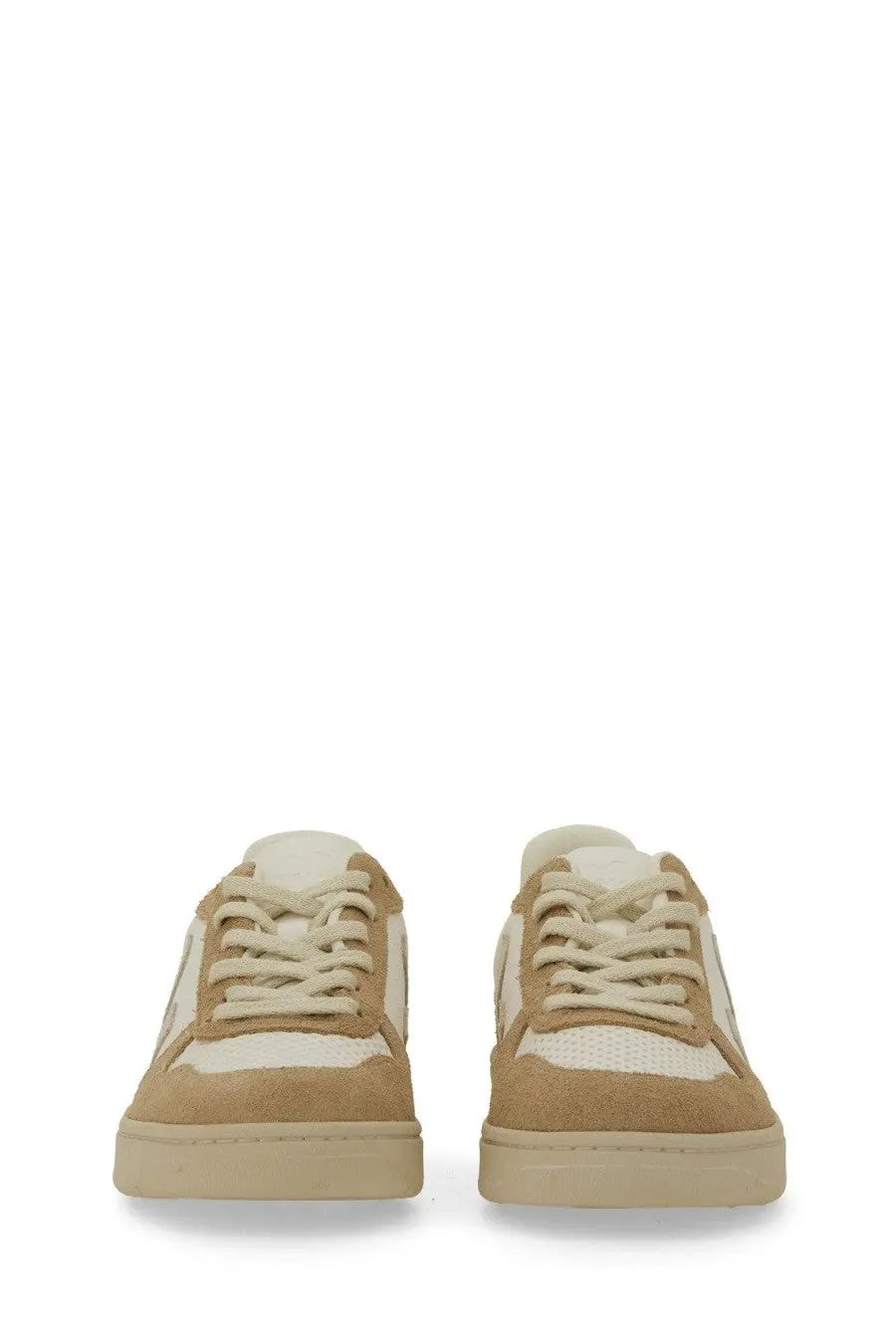 Veja women’s sneaker white tan and cream low-top with suede and mesh panels and a minimalist design