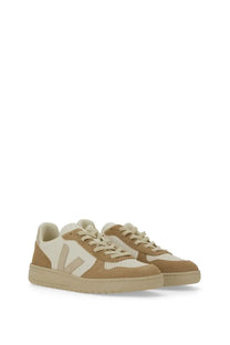 Veja women’s sneaker white tan and cream suede and leather low-top sneakers with a minimalist design
