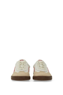 Veja women’s volley sneaker cream-colored canvas with red branding and brown rubber sole in multicolor design