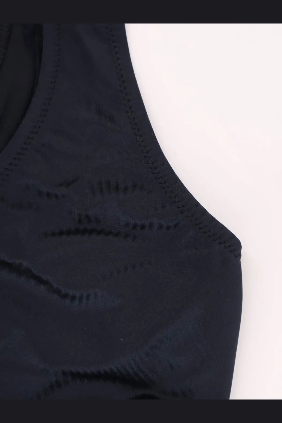 Venuja women’s nylon bikini black tank top with ribbed texture and smooth stretchy fabric with stitched neckline