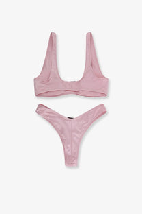 Venuja women’s nylon bikini pale in satin finish pink with modern cut and thin straps for stylish swimwear