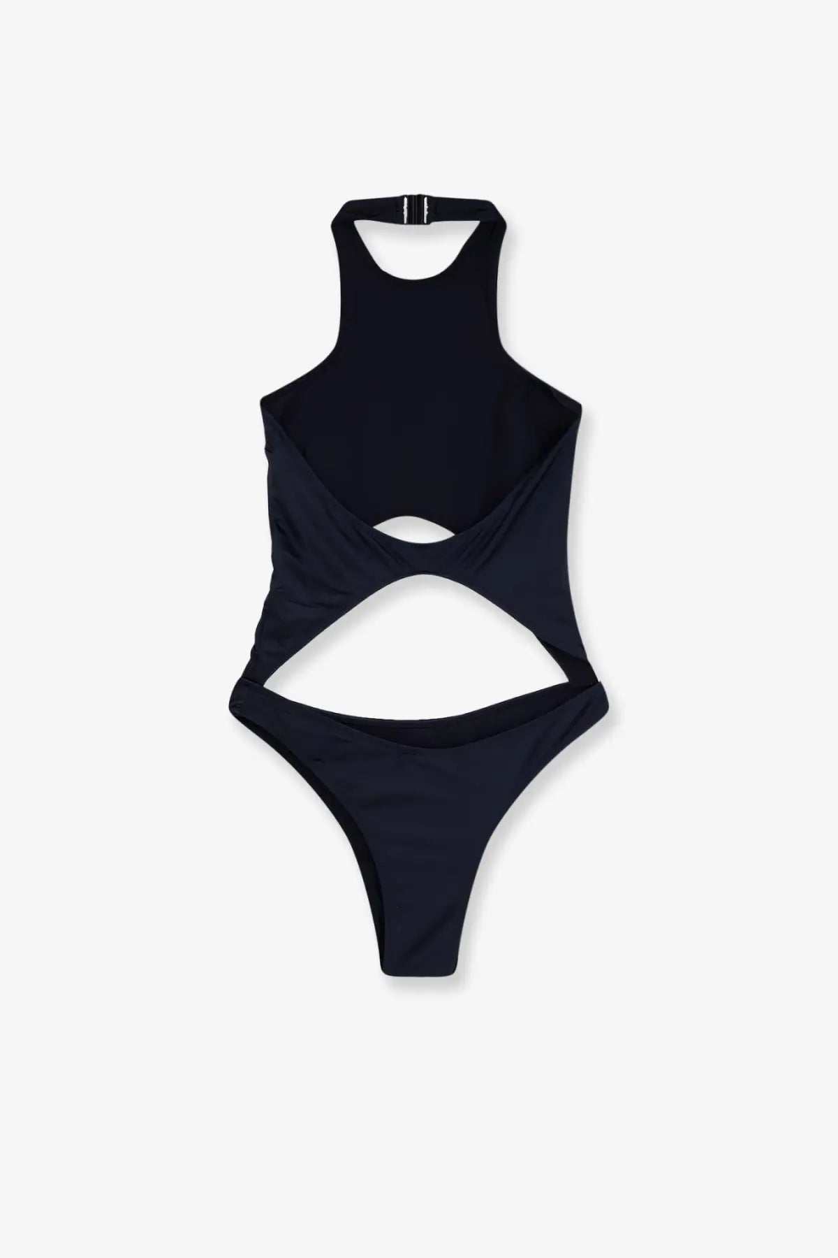 Venuja women’s black nylon one-piece swimsuit with halter neckline and stylish cutout details