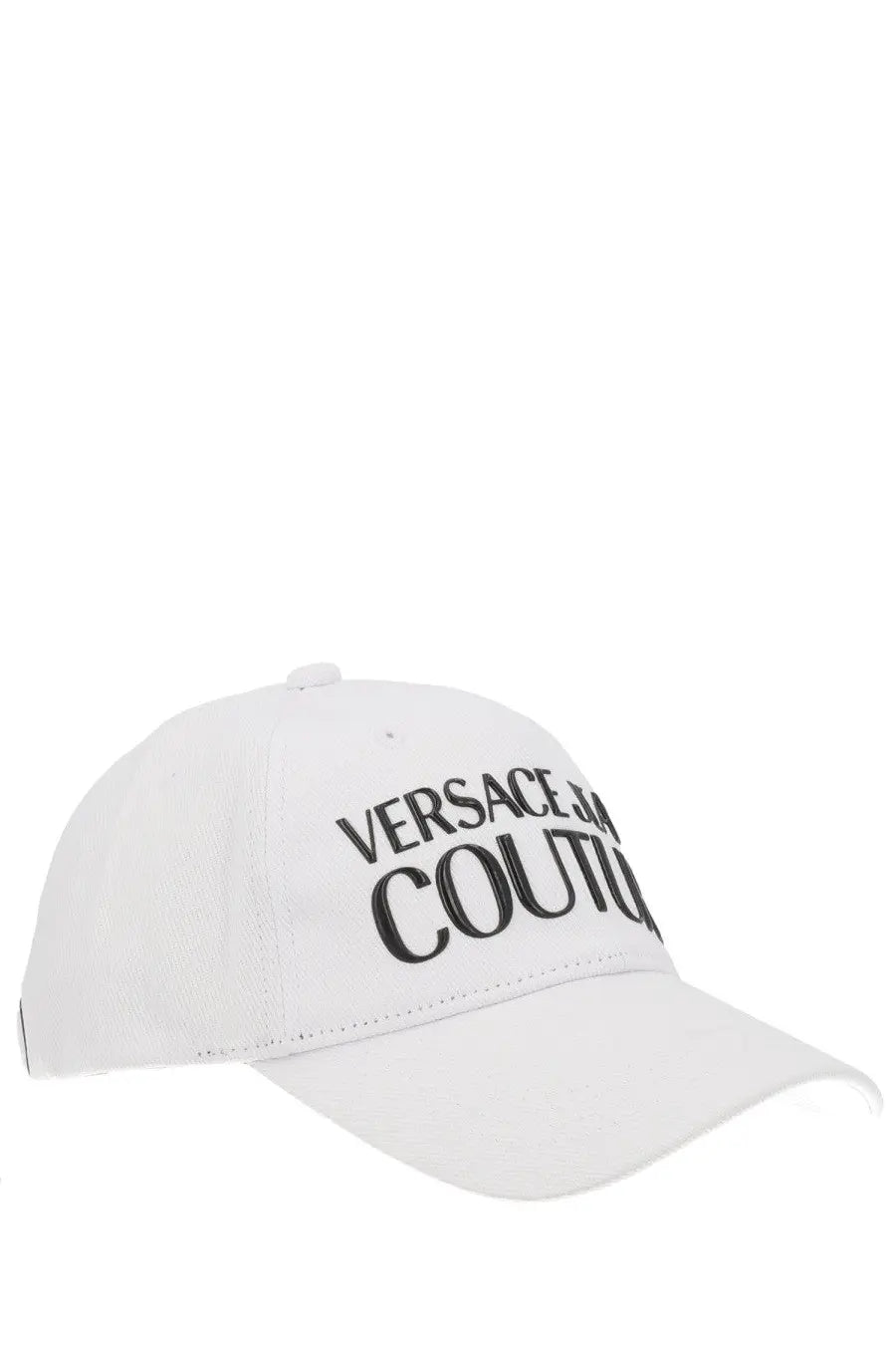 Versace jeans couture men’s white baseball cap with black embroidered logo in cotton material