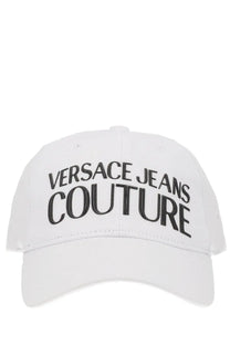 Versace Jeans Couture men’s white baseball cap with black embroidered logo made from soft cotton fabric