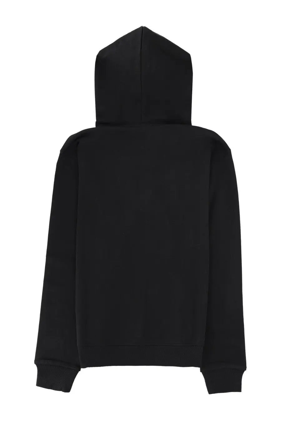 Versace jeans couture men’s black hooded sweatshirt with simple solid design and ribbed cuffs