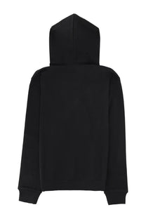 Versace jeans couture men’s black hooded sweatshirt with simple solid design and ribbed cuffs