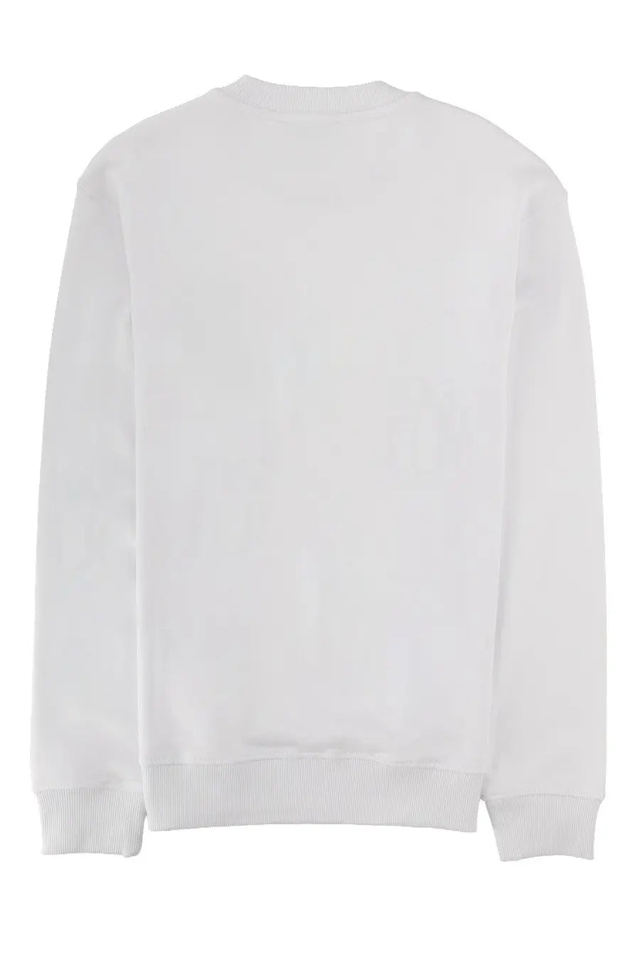 Versace jeans couture men’s white crewneck sweatshirt with ribbed cuffs and hem made from soft fabric