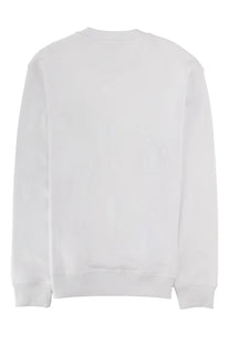 Versace jeans couture men’s white crewneck sweatshirt with ribbed cuffs and hem made from soft fabric