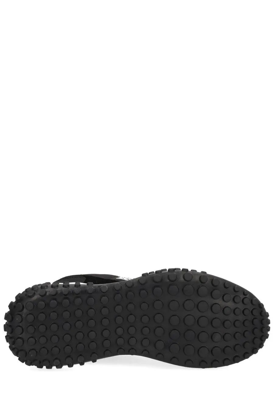 Black rubber sole of versace jeans couture men’s hyber sneaker with textured circular tread pattern