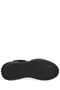 Black rubber sole of versace jeans couture men’s hyber sneaker with textured circular tread pattern