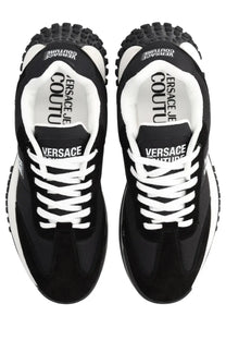 Versace Jeans Couture men’s Hyber sneaker black with chunky rubber sole and black and white mesh upper