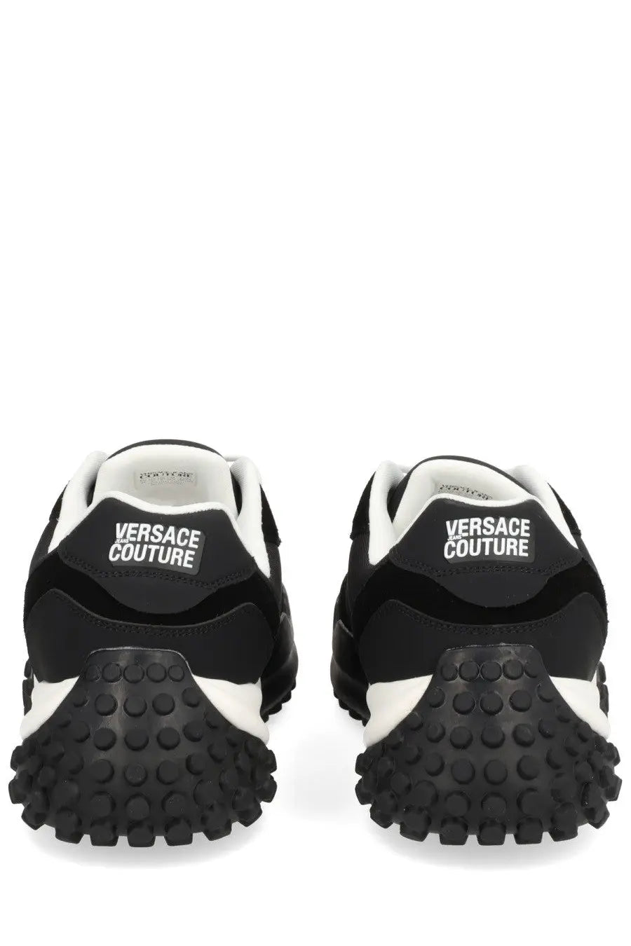 Versace jeans couture men’s hyber sneaker black black and white with textured rubber sole