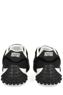 Versace jeans couture men’s hyber sneaker black black and white with textured rubber sole