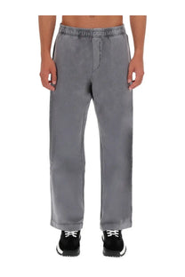 Versace jeans couture men’s gray cotton jogger pants with elastic waistband and rolled cuffs