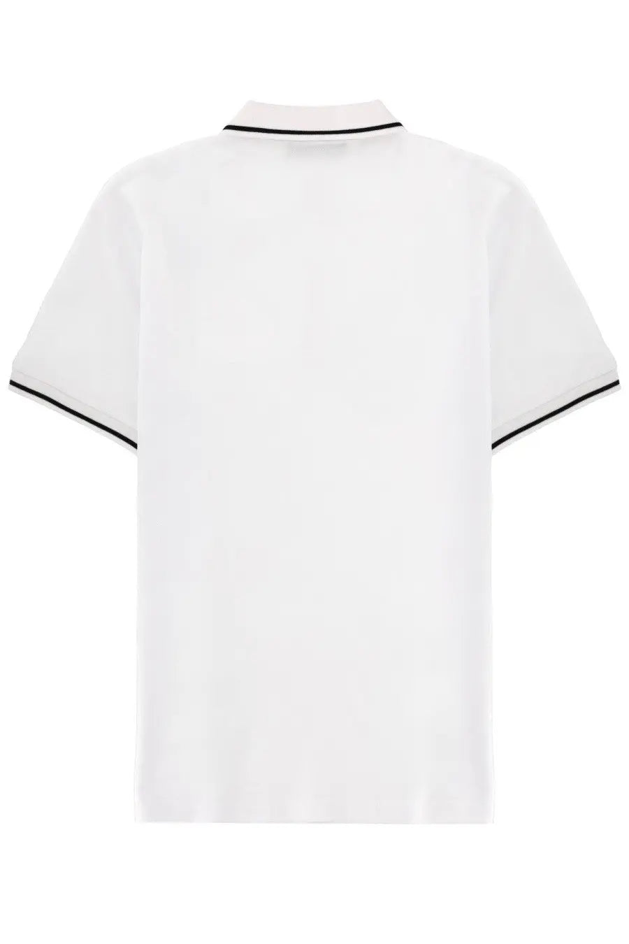Versace Jeans Couture men’s white polo shirt with black trim on collar and sleeves in a breathable cotton fabric