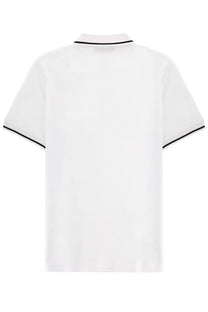 Versace Jeans Couture men’s white polo shirt with black trim on collar and sleeves in a breathable cotton fabric
