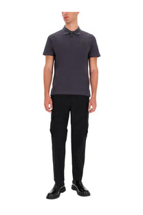 Versace Jeans Couture men’s dark gray short-sleeved polo shirt with subtle embroidered chest logo