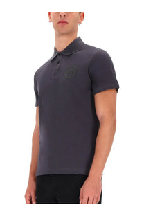 Versace Jeans Couture men’s dark gray short-sleeved polo shirt with subtle embroidered logo on the chest