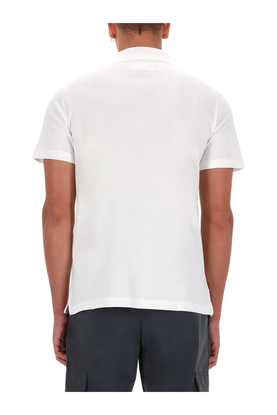 Versace Jeans Couture men’s white polo shirt with short sleeves classic collar and neatly stitched hem