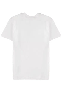Versace jeans couture men’s white crew neck t-shirt with smooth cotton texture and minimalist design