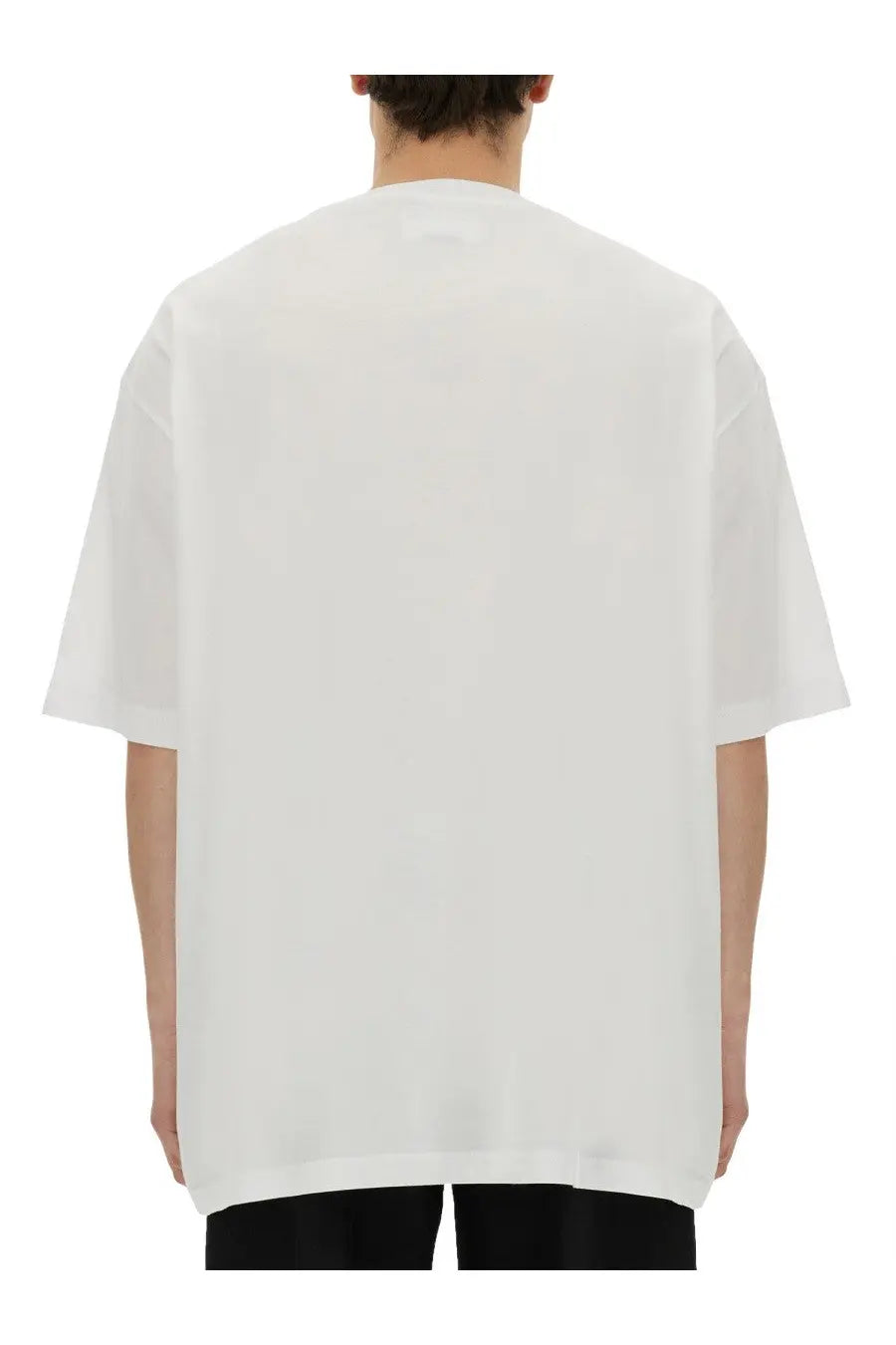White oversized short-sleeved cotton t-shirt with relaxed fit from versace jeans couture mens shirt white collection