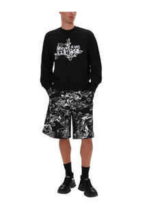 Versace Jeans Couture men’s black sweatshirt featuring a white ornate porcelain baroque logo print