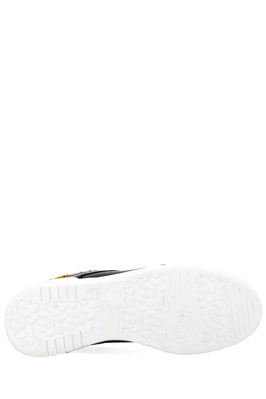 Versace jeans couture men’s black high-top sneaker with white rubber sole and gold-tone zipper detail