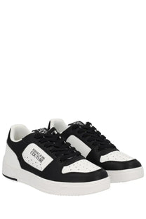 Versace Jeans Couture men’s starlight sneaker white with black and white perforated leather panels and chunky sole
