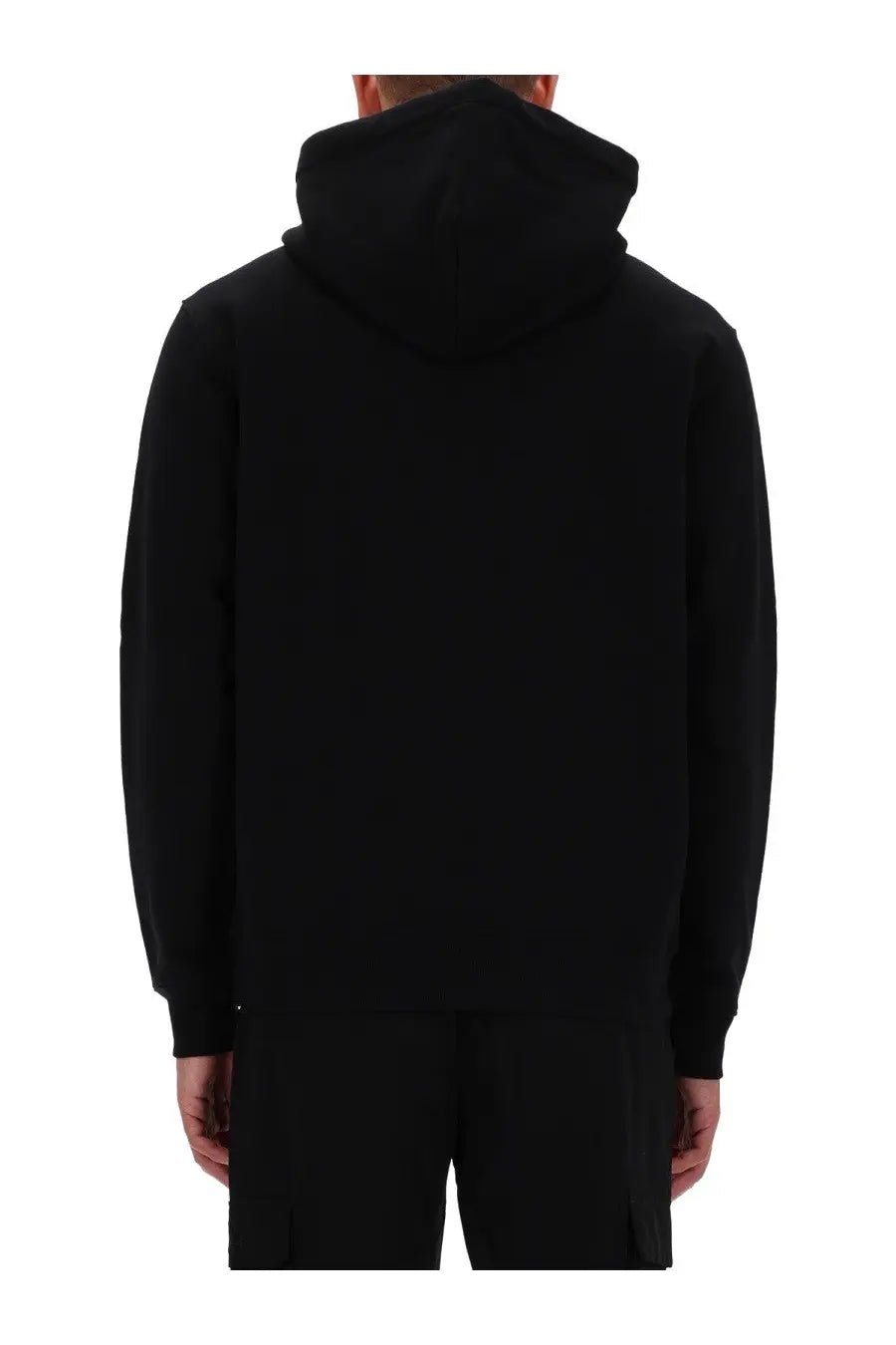 Versace jeans couture men’s black hooded sweatshirt with minimalist design and soft smooth fabric