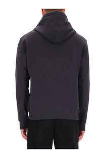 Versace jeans couture men’s dark gray hooded sweatshirt with soft textured fabric and ribbed cuffs