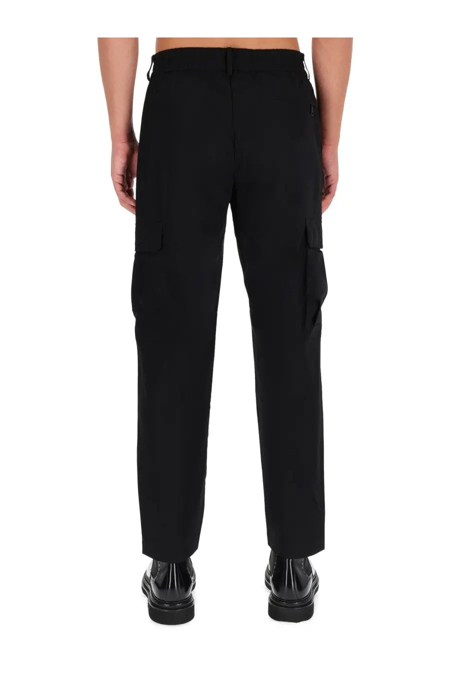 Black Versace Jeans Couture men’s technical cargo pants with sleek straight-leg cut and prominent side pockets
