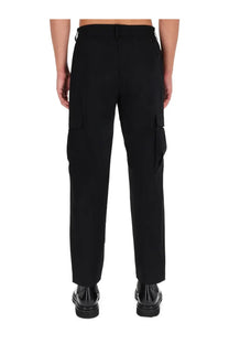 Black Versace Jeans Couture men’s technical cargo pants with sleek straight-leg cut and prominent side pockets