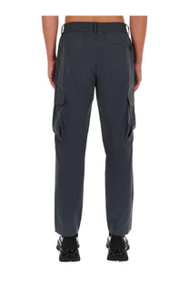 Versace jeans couture men’s grey technical cargo pants with dark gray multiple pockets and relaxed fit