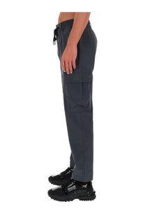 Versace jeans couture men’s dark gray technical cargo pants with drawstring waist and logo on thigh