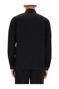 Versace Jeans Couture men’s black long-sleeved button-up shirt with structured collar and subtle seam detailing