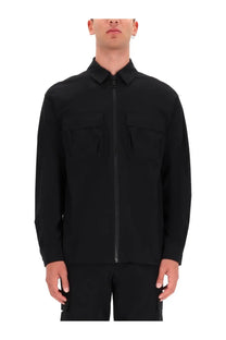 Versace Jeans Couture men’s black zip-front utility jacket with collar and two chest pockets in durable fabric