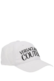 Versace Jeans Couture women’s white baseball cap with black embroidered logo in cotton fabric for casual wear