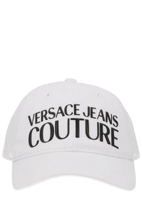 Versace Jeans Couture women’s white baseball cap with bold black embroidered lettering on the front