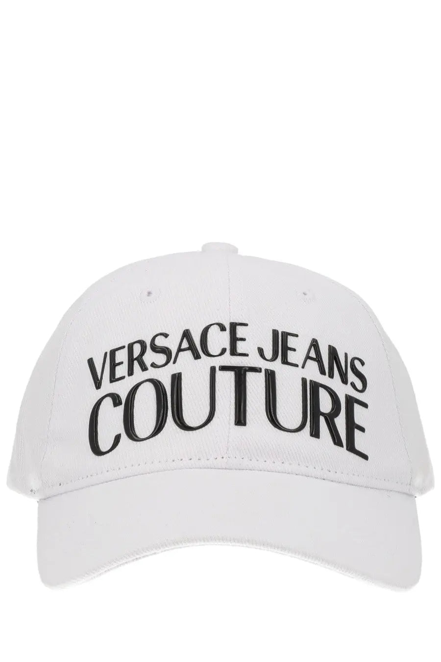 Versace Jeans Couture women’s white baseball cap with bold black embroidered lettering on the front panel