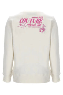 Versace Jeans Couture women’s cream long-sleeved sweatshirt with pink beach club mermaid graphic print