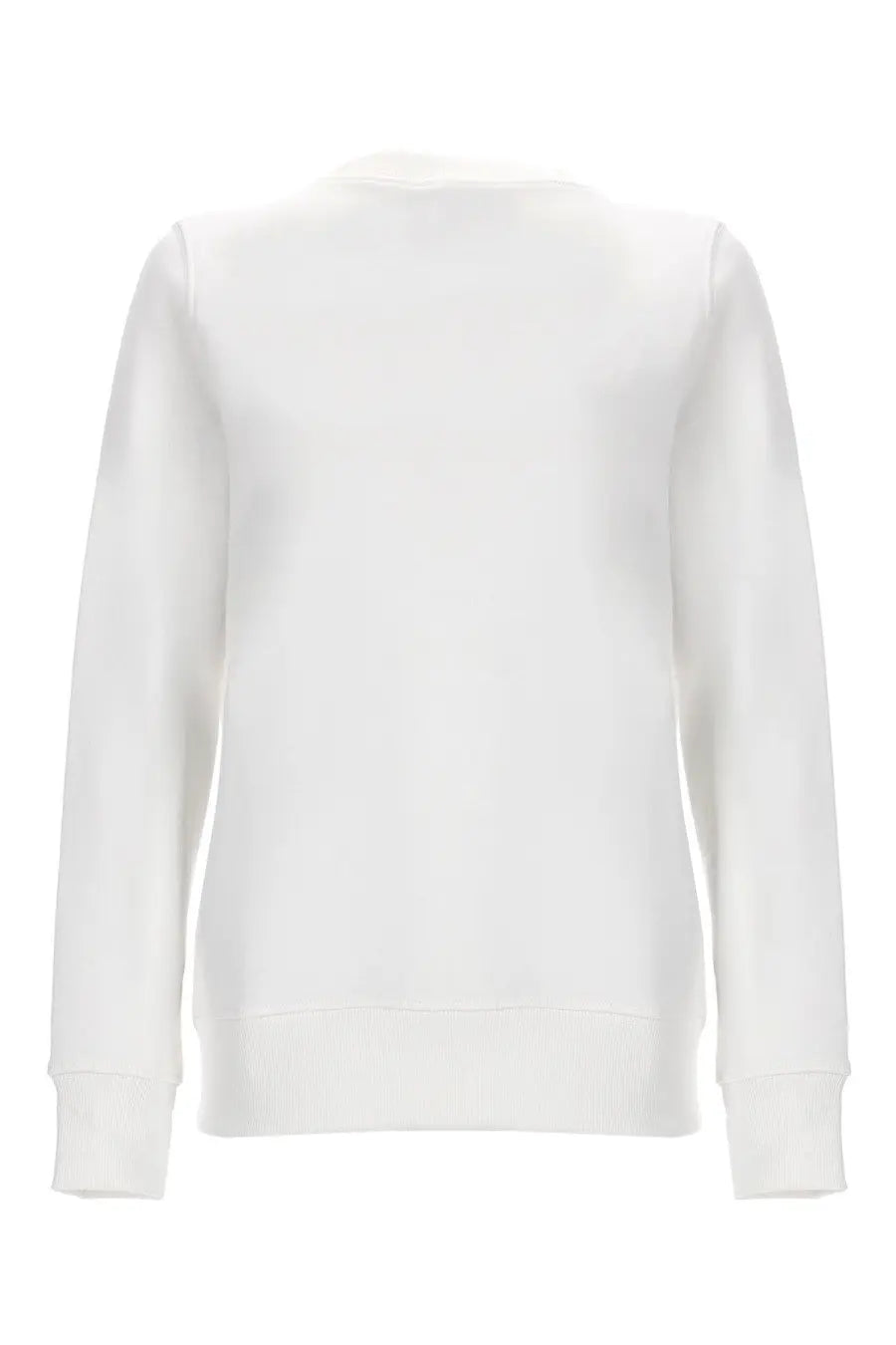 Versace jeans couture women’s felpa white cotton crewneck sweatshirt with ribbed cuffs and hem