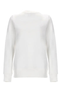 Versace jeans couture women’s felpa white cotton crewneck sweatshirt with ribbed cuffs and hem