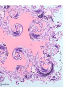 Versace Jeans Couture women’s foulard in seta purple silk with pink and purple swirl pattern and light blue border featuring logo