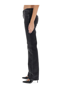 Versace Jeans Couture women’s black denim Mandy pants with straight-leg cut and subtle fading at the thighs