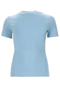 Versace Jeans Couture women’s light blue short-sleeved shirt with simple crew neck design in cotton blend