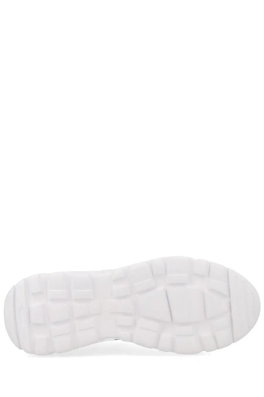 Versace jeans couture women’s sneaker con white with a white rubber sole and geometric tread pattern