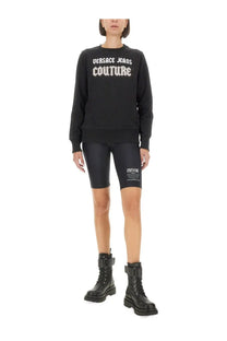 Black versace jeans couture women’s sweatshirt with white embroidered lettering across the chest