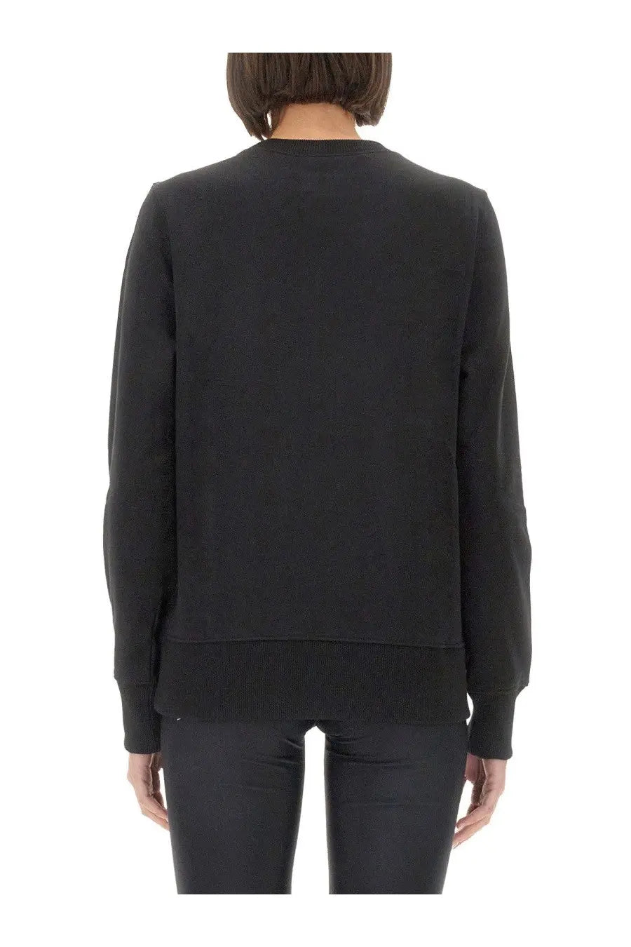 Versace jeans couture women’s black sweatshirt with ribbed cuffs and hem in soft long-sleeved fabric
