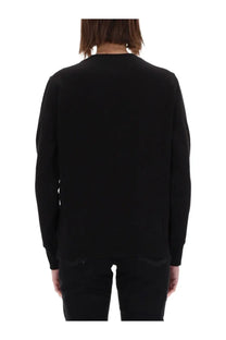 Versace Jeans Couture women’s black long-sleeved sweatshirt with subtle stitching details at hem and cuffs